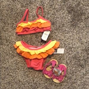 Newborn girl swim suit and matching carters shies